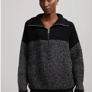 Varley Black and Gray Half-Zip Sweater